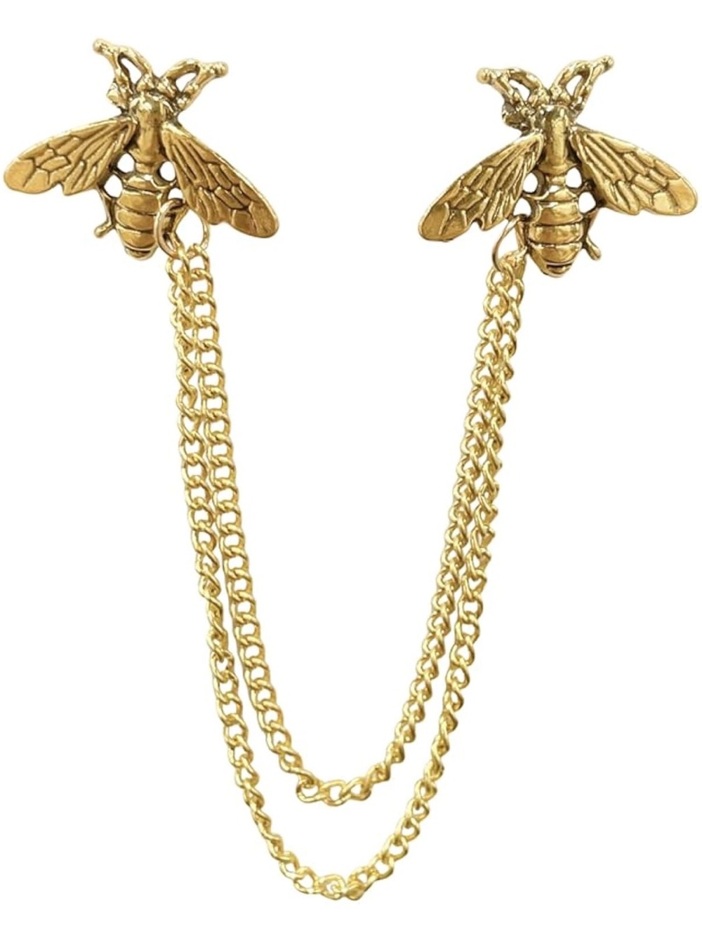 Vintage Gold Honey Bee Double-Chain Fashion Brooch